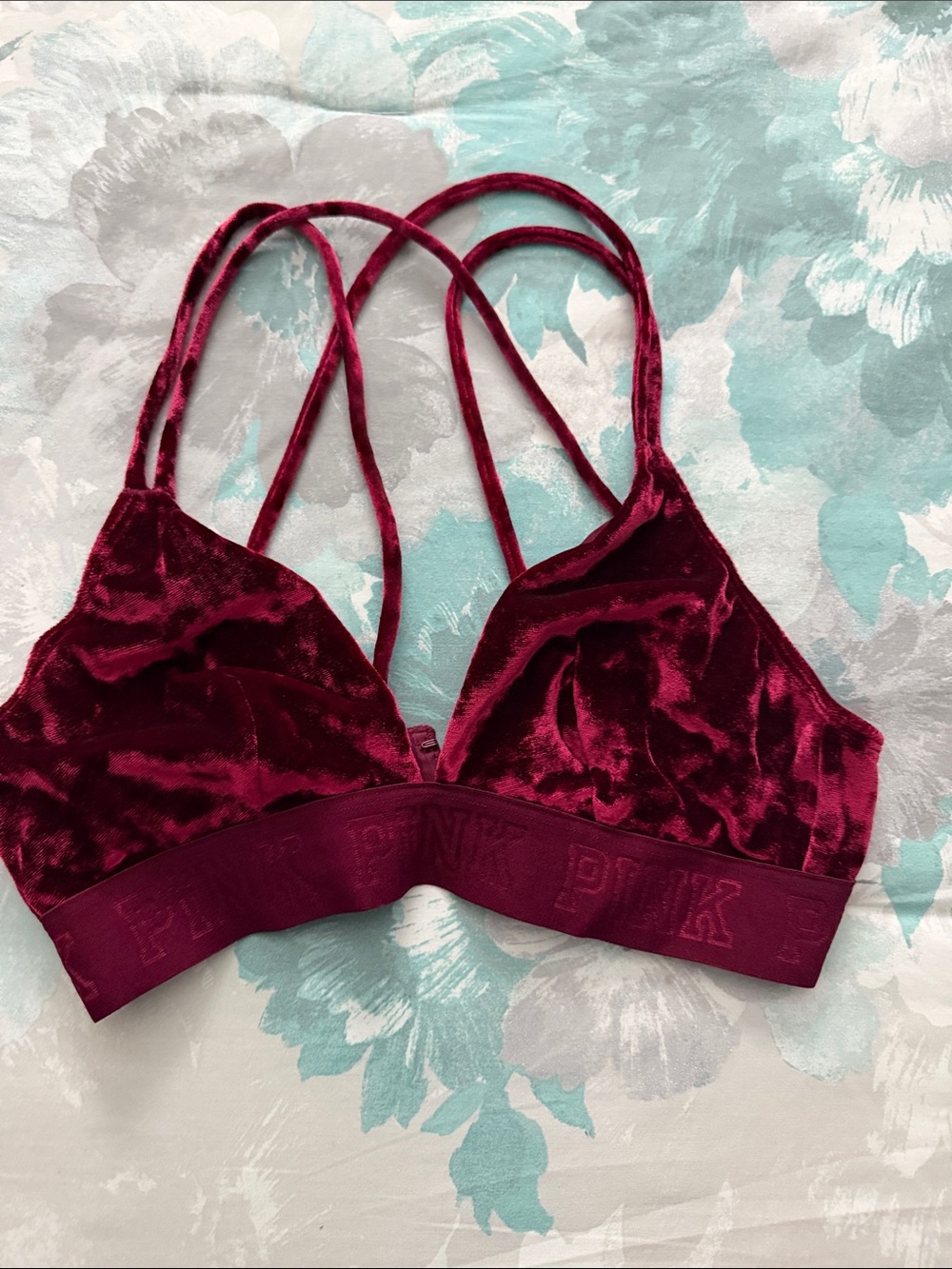 PINK Victoria's Secret Velvet Bralette in Burgundy